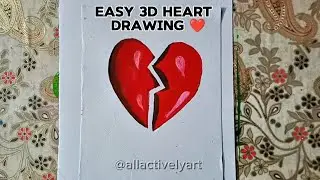 Broken Heart painting || easy 3D heart drawing 💔 #broken #heart #drawing 