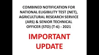 ARS 2021 I ICAR NET 2021 I NOTIFICATION ASRB NET, ARS STO I EXTENDED DATE 21 I EXAM I ICAR I UPDATE