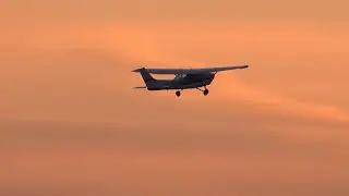 Plane Spotting Cessna 182 Beautiful Sunset Takeoff [4K Video]