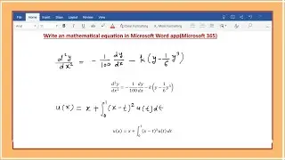 Write an mathematical equation in Microsoft Word App (Microsoft 365)