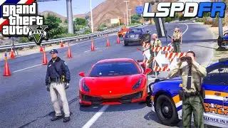 GTA V - LSPDFR มาเป็นตำรวจในเกม GTA V ตั้งด่านตรวจรถ บนถนนไฮเวย์ ทะเลทรายนอกเมือง 