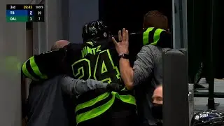 Roope Hintz Struggles Down The Tunnel After Awkward Fall