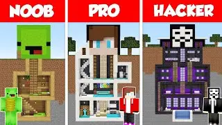 Underground Bunker Base House Build Battle Challenge - JJ vs Mikey vs Hacker - Minecraft Animation