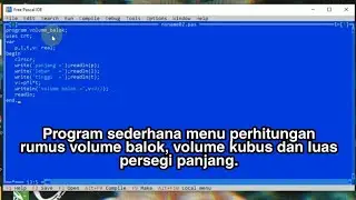 Membuat menu rumus volume balok, luas persegi panjang dan volume kubus menggunakan Pascal