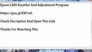 Epson L805 Adjustment Program Download