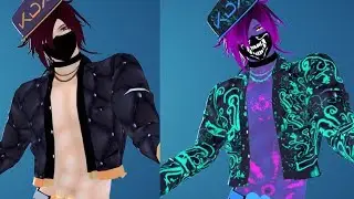 Texturing NEON Male Akali 3D model in Photoshop | MMD