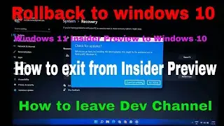 Rollback From Windows 11 Insider Preview to windows 10 | 100% Worked | TeluguTech by Shreyas