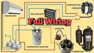 SPLIT AC OUTDOOR UNIT CONNECTION! COMBINED CAPACITOR CONNECTION! AC CAPACITOR CONNECTION @HVACS