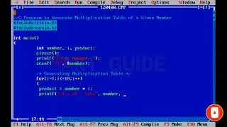 C Program to Generate Multiplication Table of a Given Number/Loop (for, while, do-while)//akt guide
