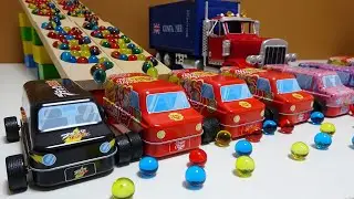 Marble Run Race☆HABA Slope & Black Thunder Chupa Chups Car, Retro Truck
