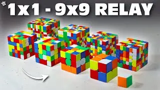 1x1 to 9x9 Magnetic RUBIK'S CUBE RELAY!