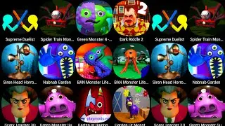 Green Monster 4 All Boss,,Dark Riddle 2,BAN Monster Life Challenge 4,Nabnab Garten,Garten Of Monster