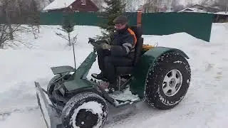 Испытания самодельного трактора с лопатой