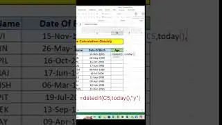 Age Calculation Quickly in Excel |#shorts #excel #computerknowledge