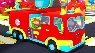 Wheels On The FireTruck, Street Vehicle and Preschool Video for Babies