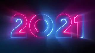 2021 New Year glowing neon lights loop free animated background by Motion Made