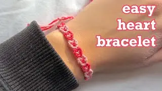Bransoletka przyjaźni z muliny wzór serduszek, Heart bracelet, jak zrobić łatwą bransoletkę z muliny