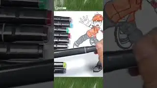 Menggambar dan mewarnai karakter kartun Boboiboy elemen cahaya, part 3 #shorts  #drawing
