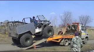Перевозка  "вездехода" на УРАЛовских " ободрышах"