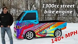 Crotch Rocket Swapped Mini Truck Crashes Into Tree….. (Crash Footage)
