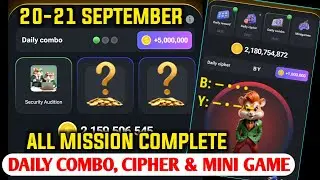 Hamster Kombat Daily Combo & Daily Cipher 20 September Today | All Mission Hamster Kombat Complete