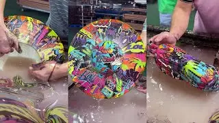 Factory assembly line, water transfer graffiti#hydro #hydrographic #carbon #watertransferprinting