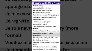 15 ways to say SORRY in French A1-A2 level  #frenchforbeginners #frenchvocabulary #frenchphrases