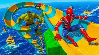 Spiderman in waterslides/Epic Ragdoll Physics/ GTA 5 Ep.142 #waterslide #ragdoll #spiderman