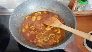 ГРИБЫ В КРАСНОМ СОУСЕ С ГАРНИРОМ ИЗ РИСА С КУРКУМОЙ!!! ПОСТНЫЕ БЛЮДА!!!
