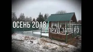 Пруд замерз 2018 год / первый лёд на пруду для разведения рыбы