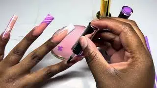 watch me work: purple and white French tips