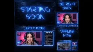 Neon Blue Free Stream Overlays for OBS & Twitch | Cute & Stylish Free Overlays