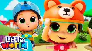 Wear Your Helmet | Safety Scooter Park Playtime | Little World Nursery Rhymes and Kids Songs