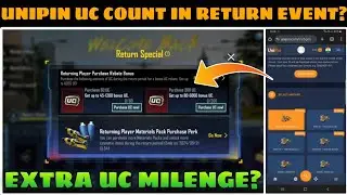 Unipin Purchased Uc Count In Return Event 🤔 Return Special Uc Purchase Bgmi | Unipin Bonus Uc Bgmi