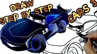 HOW TO DRAW Jackson Storm from CARS 3 - step by step drawing for kids