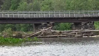 The bridge over the Kakva River. From here you can start rafting. The Northern Urals. Russia