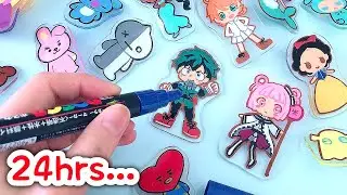 24 hours of making PLASTIC PINS CHALLENGE | Boku no Hero, BT21 and...😉