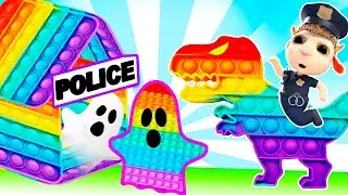 Pop It Dinosaur in the Museum & Little Cop Run Away from Ghost | Animated Cartoon for Children