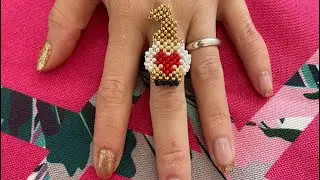 Туториал на гномика с сердечком из бисера. Кольцо из бисера