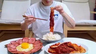 대전선화동 실비김치 & 주부9단햄 먹방 (1탄) | Very Spicy Kimchi & ham mukbang