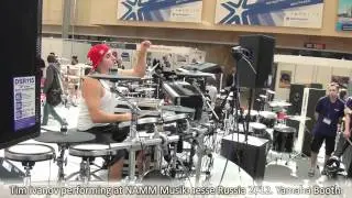 Tim Ivanov. Sticks twirling performance at NAMM Musikmesse Russia 2012. Yamaha Booth.