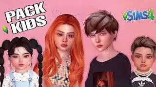 PACK OF 4 ALPHA KIDS SIMS + Hair, Clothing & Accessories - The Sims 4