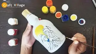 Modern Art on Bottle | Bottle Art Idea | CRAFT VILLAGE