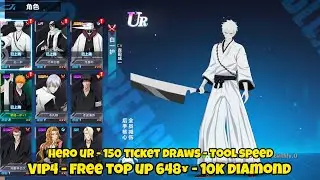 Bleach Soul Reaper Private server - VIP4 - Free Top up 648¥ - 10k Diamond - Hero UR - 150 draw