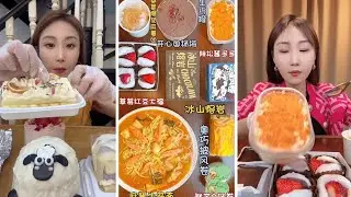 new video asmr mukbangasmr/kwai dessert mukbang,/mochi eating,creperoll cake chocolate #asmr