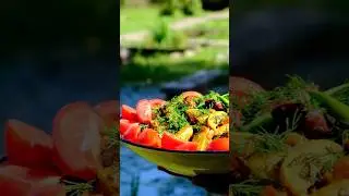 картошка с мясом и колбасками в казане#food #казан #еда#картошка #обзор