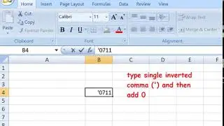 0 (zero) not showing before number in excel