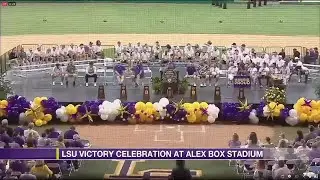 LSU victory celebration at Alex Box Stadium