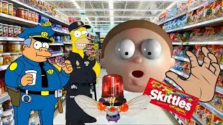 Stretchy Morty drops his Skittles SpongeBob