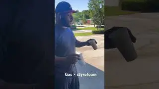 Did you know that gas eats up Styrofoam ? 👀🔥💦 #shoplife #tires #motor